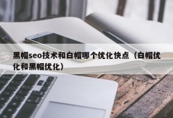 黑帽seo技术和白帽哪个优化快点（白帽优化和黑帽优化）