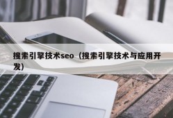 搜索引擎技术seo（搜索引擎技术与应用开发）