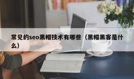 常见的seo黑帽技术有哪些（黑帽黑客是什么）